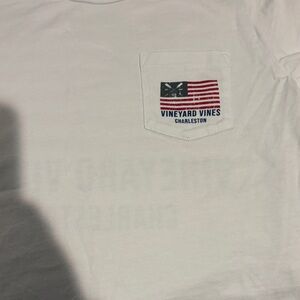 Vineyard Vines White Tee with Flag Pocket